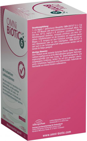 OMNI-BIOTIC 6 300g, Пробиотик для кишечника и микрофлоры, от вздутия и дискомфорта, 6 штаммов бактерий, 1 млрд КОЕ в порции, без лактозы и глютена 300г (150 порций)