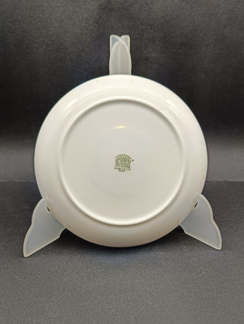 Тарелка декоративная винтажная Doppel Phoenix "Женщина в японском саду" в красных оттенках, фарфор, 17 см, Япония, 1960-70гг.