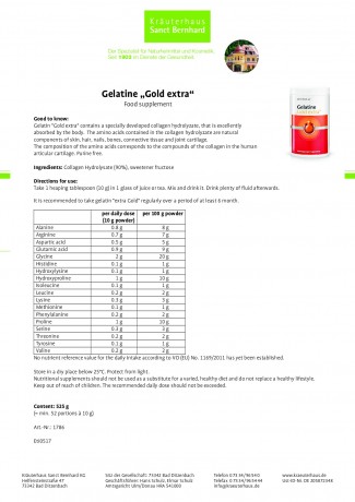 Krauterhaus Sanct Bernhardt Gelatine "Gold extra", 525-г-банка