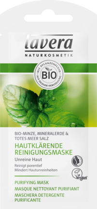 Lavera Очищающая маска для лица с Органической мятой и Солью из Мертвого моря, 10 мл