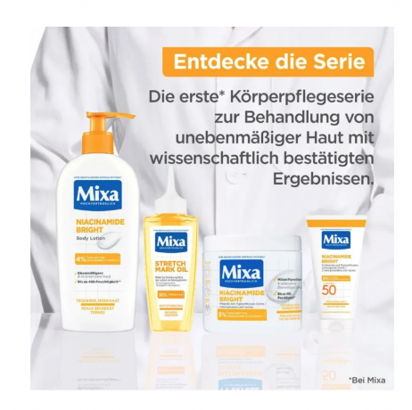 Mixa Niacinamide Bright 250ml, Лосьон для тела выравнивает тон кожи и увлажняет, против тусклости и сухости, для чувствительной кожи, Франция, 250 мл