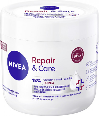 NIVEA Body Repair & Care Creme Urea, 400 ml, Нивеа Крем для тела, 18% мочевина, провитамин B5 и глицерин, для очень сухой и огрубевшей кожи, 400 мл