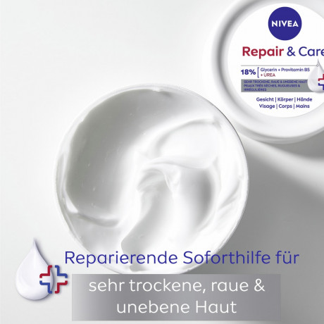 NIVEA Body Repair & Care Creme Urea, 400 ml, Нивеа Крем для тела, 18% мочевина, провитамин B5 и глицерин, для очень сухой и огрубевшей кожи, 400 мл