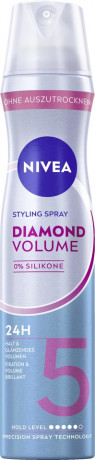 NIVEA Diamond Volume Care Styling Spray, 250 ml, Нивеа Лак для волос, пантенол и витамин B3, двойной объём, ультрасильная фиксация до 24ч, 250 мл
