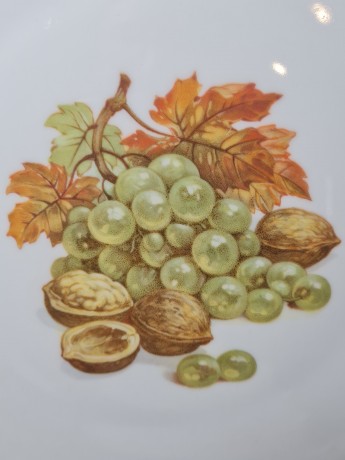 Plankenhammer Floss Bavaria Круглое блюдо "Виноград и орехи", 27см, Германия, 1960-70гг.