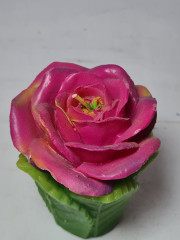 Свеча восковая винтажная в виде розовой розы, 11 x 8 см, Германия, 1960-70гг.