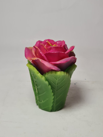 Свеча восковая винтажная в виде розовой розы, 11 x 8 см, Германия, 1960-70гг.