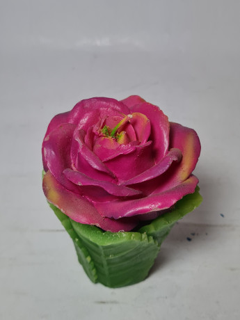 Свеча восковая винтажная в виде розовой розы, 11 x 8 см, Германия, 1960-70гг.