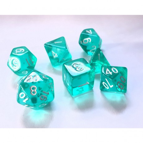 dice4friends 7-teiliges RPG Wurfelset Transparent: Ice mint Набор игральных костей RPG из 7 предметов Прозрачный: Ледяная мята