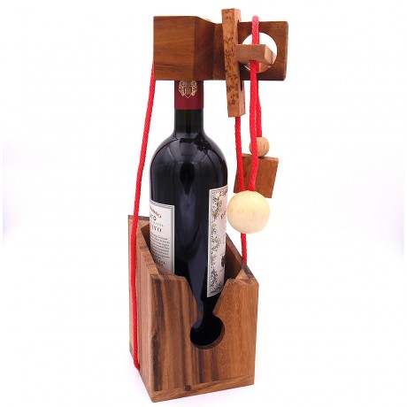 ROMBOL Flaschentresor – Edles Denkspiel aus Holz fur grosse Flaschen Сейф для бутылок — благородная деревянная головоломка для больших бутылок