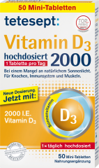 tetesept Vitamin D3 Tabletten 50 St., 15,3 g, Тетесепт Витамин D3 2000 в таблетках, 50 шт