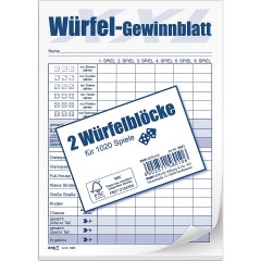 RNK Verlag XXL-Block Wurfelspiel-Gewinnblatt Выигрышная рука в игре с кубиками XXL