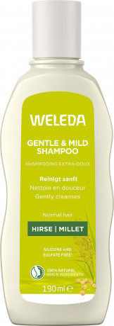 WELEDA HIRSE Pflege-Shampoo, 190 ml, Шампунь с просом для нормальных волос без силиконов и сульфатов, 190 мл