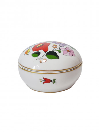 Шкатулка винтажная Kalocsa Hungary / Floral Folk с ярким цветочным декором, ручная роспись, фарфор, Венгрия, 1950-60гг.
