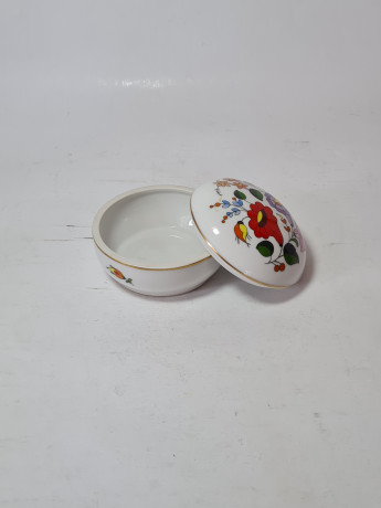 Шкатулка винтажная Kalocsa Hungary / Floral Folk с ярким цветочным декором, ручная роспись, фарфор, Венгрия, 1950-60гг.