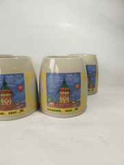 Немецкие пивные кружки винтажные Eichbaum Ureich &quot;Мангеймерская ярмарка'92&quot;, растал, керамика, 4 шт., 0.5 л, 14 см, 1992 год.