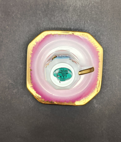 Кофейная пара винтажная K + T Bavaria / Kunst-Palette Regnitzlosau "Гейдельберг", в розово-золотистых тонах, фарфор, Германия, 1960-70гг.