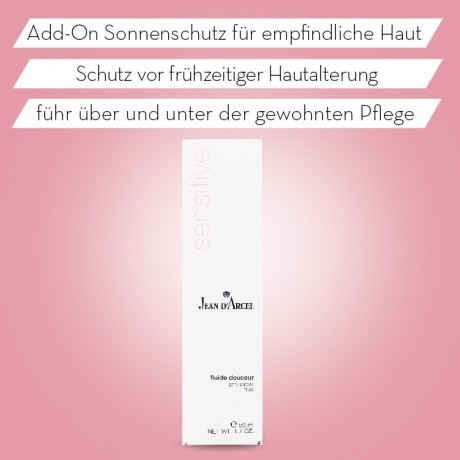 JEAN D'ARCEL fluide douceur SENSITIVE Gesichtsfluid beruhigt die Haut reduziert Feuchtigkeitsverlust Fluide douceur SENSITIVE флюид для лица успокаивает кожу уменьшает потерю влаги
