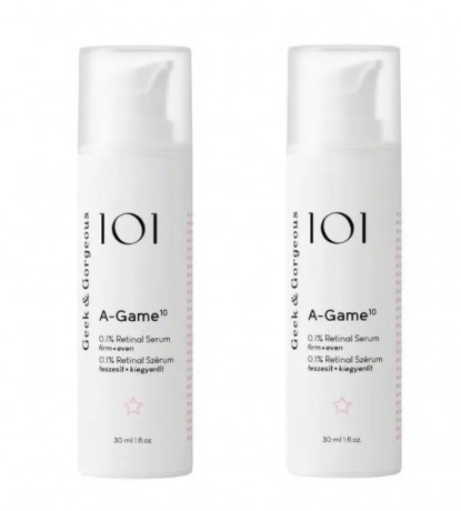 Набор 2 шт х 30 мл Geek & Gorgeous A-Game 10 Сыворотка с ретиналем 0.1%, антивозрастная для лица, от морщин и акне, выравнивание тона кожи