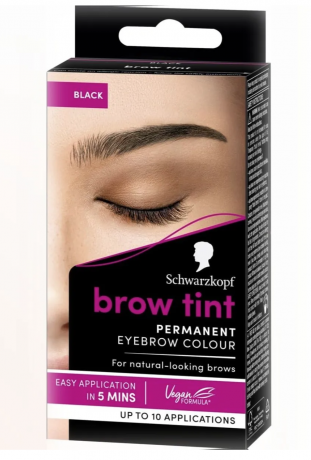 Schwarzkopf Brow Tint Permanent Black 3st, Краска для бровей, стойкая, до 10 применений, черная, 3штуки