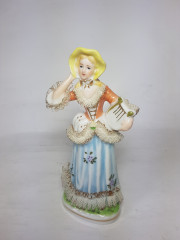 Статуэтка в стиле рококо Дама с арфой, 15 x 7 см, Германия, 1960-70гг.