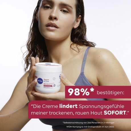 NIVEA Body Repair & Care Creme, 400 ml, Нивеа Крем для тела, 15% глицерин, провитамин B5 и ниацинамид, для очень сухой кожи, 72ч увлажнение, 400 мл