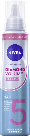 NIVEA Diamond Volume Styling Mousse, 150 ml, Нивеа Мусс для объёма волос, пантенол и витамин B3, двойной объём и бриллиантовый блеск, ультрасильная фиксация до 24ч, 150 мл