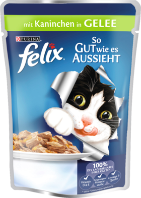 Felix Влажный корм Для кошек, So gut wie es aussieht Кролик в желе, 100 г
