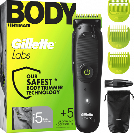 GILLETTE Elektrischer Rasierer, Labs Body & Intimate, 1 St, Джилетт Электрический триммер Labs Body & Intimate для тела и интимных зон с 5 аксессуарами, 1 набор