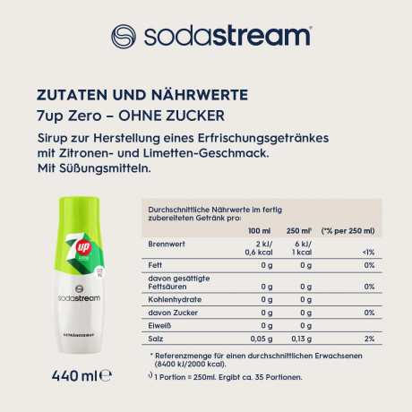 SodaStream 7UP Sirup, Сироп для приготовления 7UP, без сахара, 440 мл