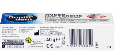 Dontodent Haftcreme extra stark, Донтодент крем для фиксации зубных протезов, 40г