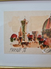 Картина винтажная &quot;Флоренция. Вид на город&quot; /  худ. А.Сукуллиа, в раме, 19,5 х 15 см, Италия, 1994 год.