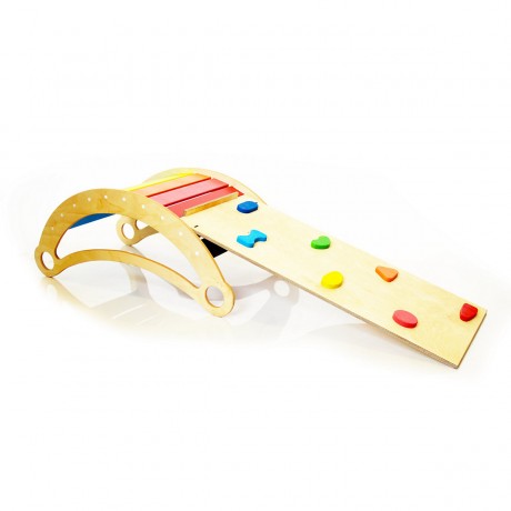 Woodwork for Kids 4 in 1 Kletterbogen Bogenwippe mit Rutsch- und Kletterbrett nach Pikler Art Арочные качели 4 в 1 с горкой и доской для скалолазания в стиле Пиклера