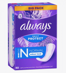 always Slipeinlagen Daily Protect Normal mit Duft, 50 St x 10packs, Ежедневные прокладки Daily Protect Normal с ароматизатором, 50 штук x 10 упаковок (500штук)