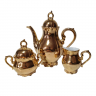 Moschendorf Retsch Wunsiedel Фарфоровый набор посуды для чая с обильной позолотой "Золото": чайник 19см x 18см, молочник 8см x 9см, сахарница 10см x 12см, Германия, 1960-70гг.