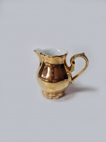 Moschendorf Retsch Wunsiedel Фарфоровый набор посуды для чая с обильной позолотой "Золото": чайник 19см x 18см, молочник 8см x 9см, сахарница 10см x 12см, Германия, 1960-70гг.