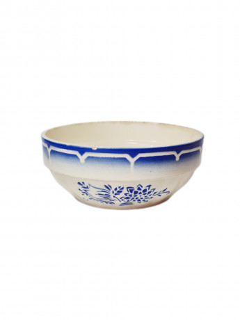 Миска винтажная Sarreguemines / Canebiere с синим орнаментом, фарфор, Франция, 1940-50гг.