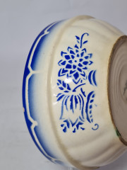 Миска винтажная Sarreguemines / Canebiere с синим орнаментом, фарфор, Франция, 1940-50гг.